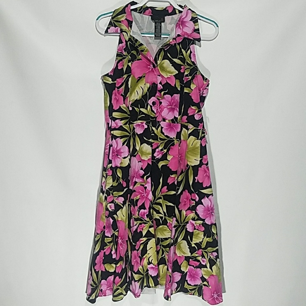 Scarlett Pink Floral Shirt Dress Size 15 / 16